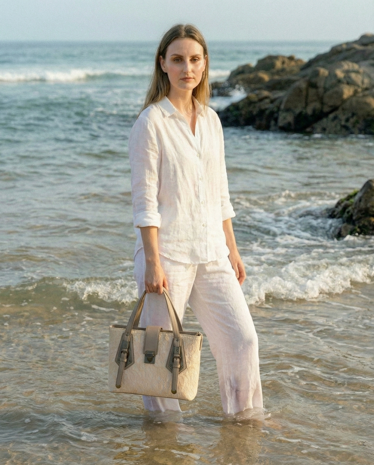 Beige Fluer Tote