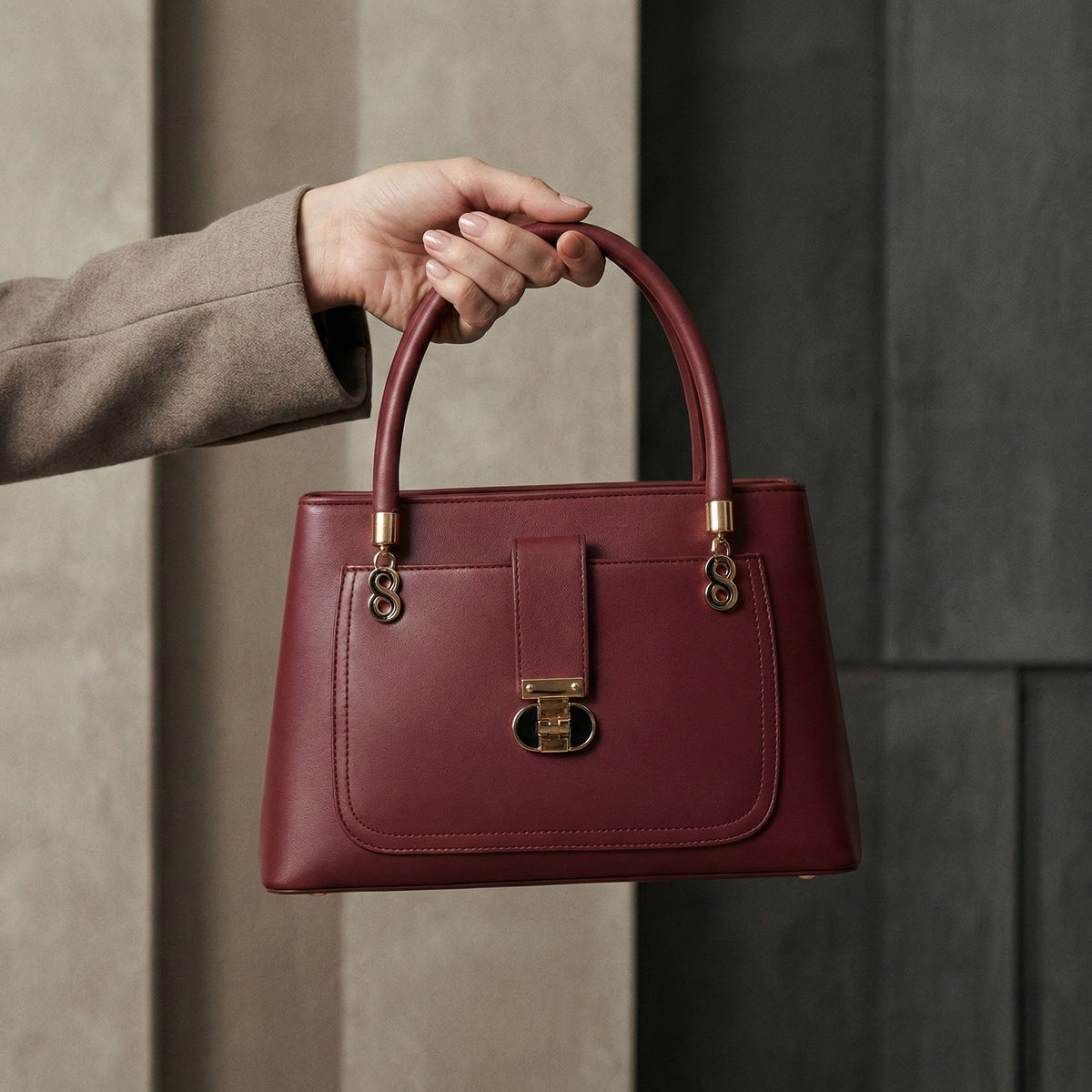 Triple Zip Pink Formal Handbag